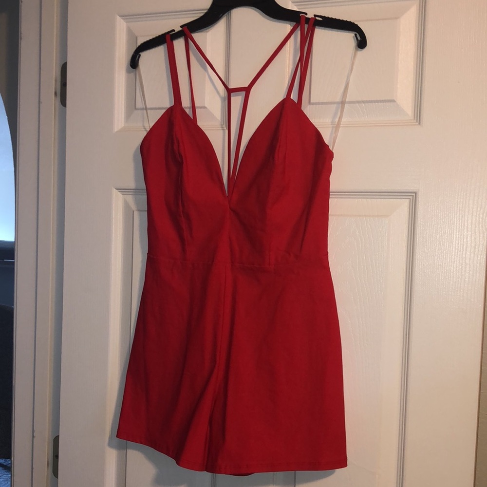 NWOT Solemio red romper large